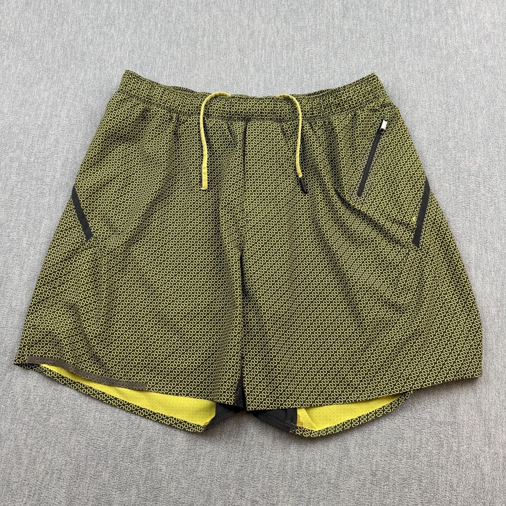 Lululemon Shorts Mens Large Green Geo Print Surge Lined 7" Workout Gym Training